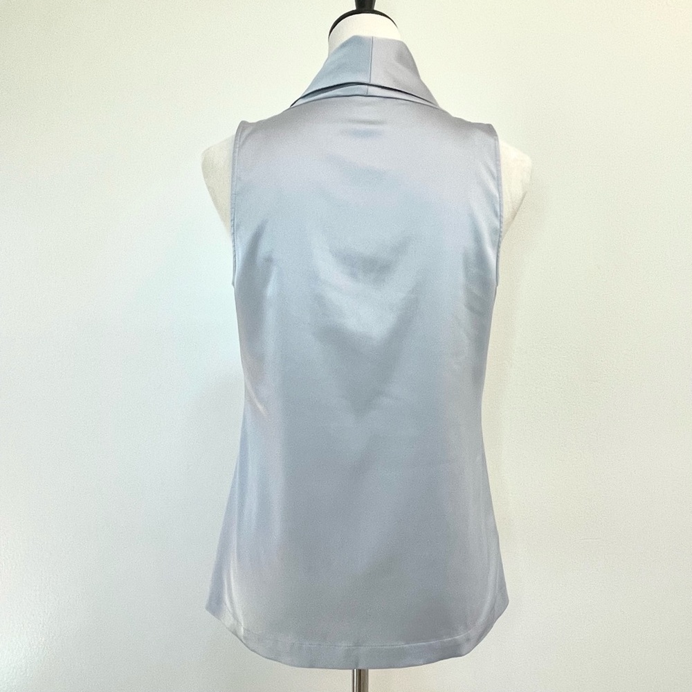 Ann Taylor Silver Cowl Neck Sleeveless Blouse XS Satin Look - Picture 3 of 8